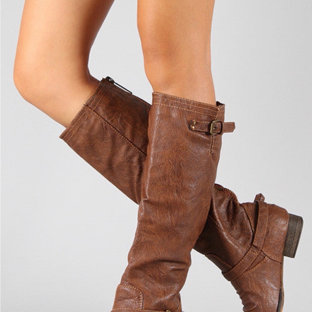 Breckelles Cognac Brown Over-The-Knee Riding Boots